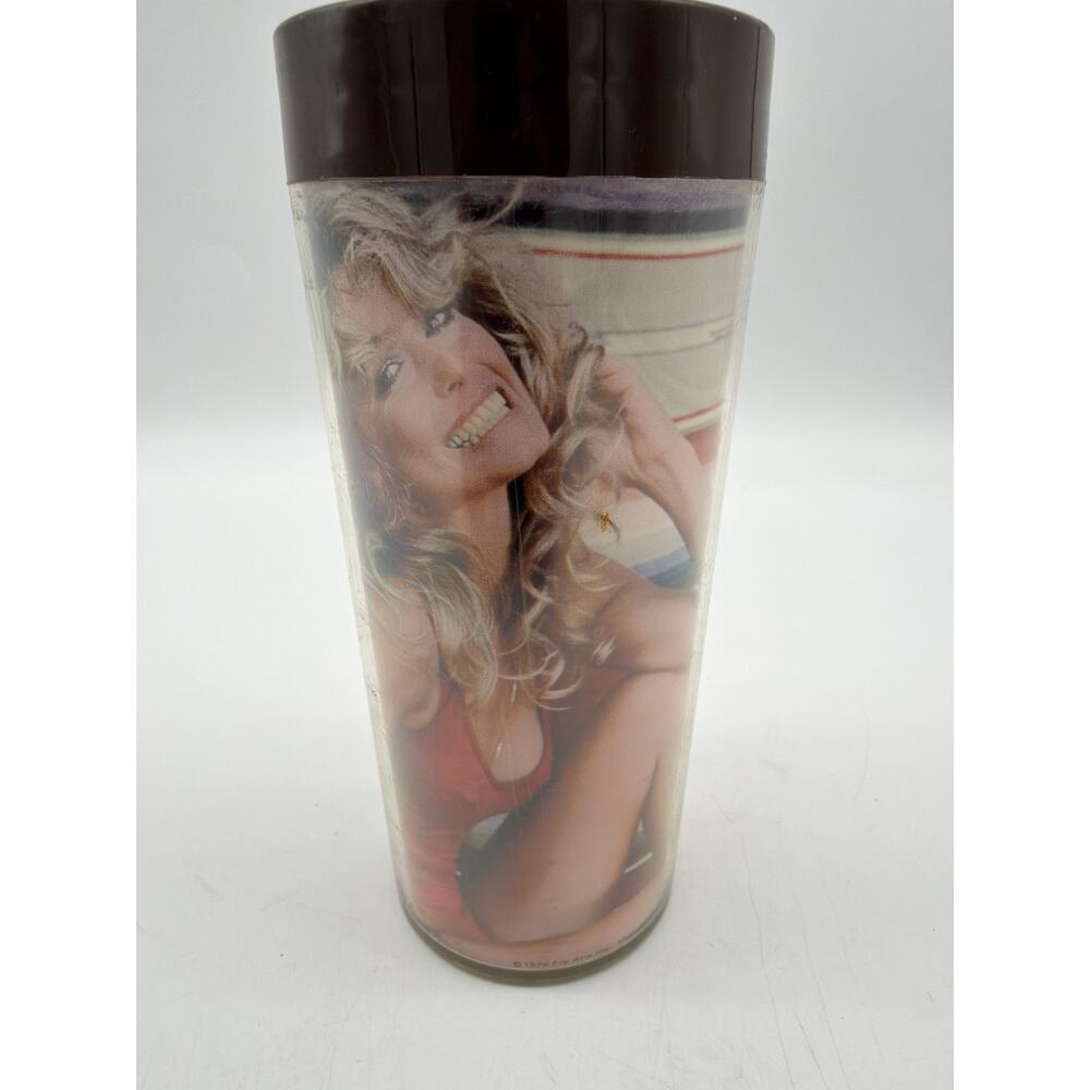 1976 CHARLIE'S ANGELS Thermo-Serv Tumbler - Jill / Farrah Fawcett (Swimsuit)